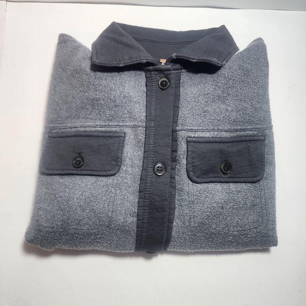 FREE PEOPLE WOMEN'S RUBY JACKET GRAY SMALL OVERSIZED FIT POCKETS DISTRESSED